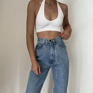 White Halter Crop Top